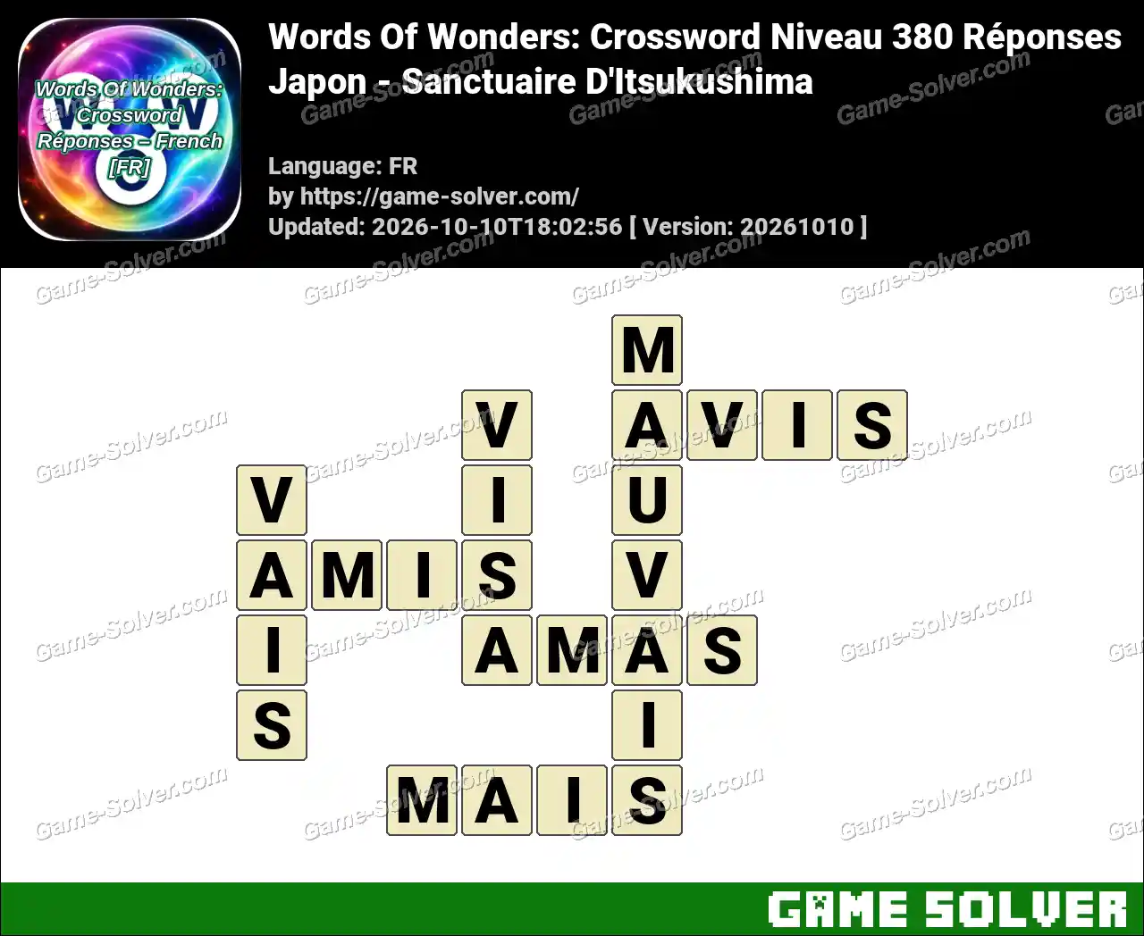 Words Of Wonders: Crossword Niveau 380 Réponses – Japon – Sanctuaire D’Itsukushima